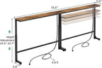 Kitstorack 2-Pack Narrow Console Table with Adjustable Height (25"-33") & 2 Power Outlets, Skinny Behind Couch Table, 78.8" Long x 5.9" Wide Sofa Side Table for Living Room, Rustic Brown