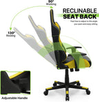 Magshion Gaming Chair, 90°-130° Reclining High-Back Gaming Chair with Lumbar Support, Ergonomic Adult Adjustable-Height Recliner for Home Office, 250 LBS Capacity, Yellow