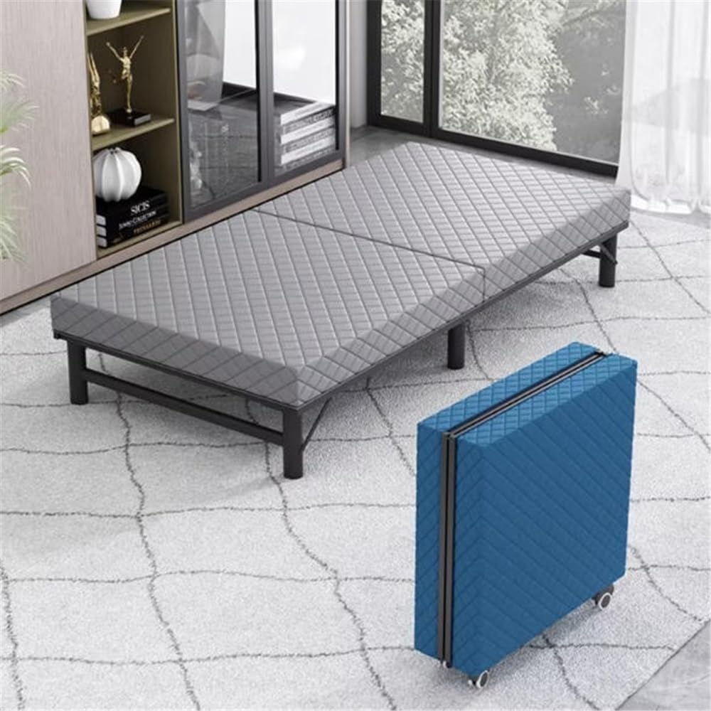 Camping Bed 1.5-Meter-Wide Folding Bed for Home Use, Small-Sized Apartment, Shared, Office Nap, Hotel Extra Folding Bed(Gris)