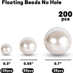 FUTUREPLUSX 200PCS No Hole Pearl Beads, Ivory Pearls for Vase Filler, Floating Candle Decorations, Wedding Party Table Centerpieces & DIY Crafts Decor