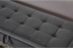 58.6" Bed Bench Metal Base with Storage Black Velvet (Foam + Grey + Velvet)