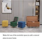 Beautify Green Velvet Footstool Pouffe Storage Stool Ottoman Cube Footrest Square Chest with Gold Legs for Bedroom, Dressing Table（Size : 45x45x42cm） (Color : Pink, Size : 45x45x42cm)