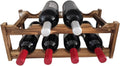 8-Bottle Wood Wine Rack - 2-Tier Countertop Wine Bottle Holder for Kitchen, Bar, Pantry, Dining Room | Small Freestanding Stackable Liquor Storage Organizer, Carbonized Pine