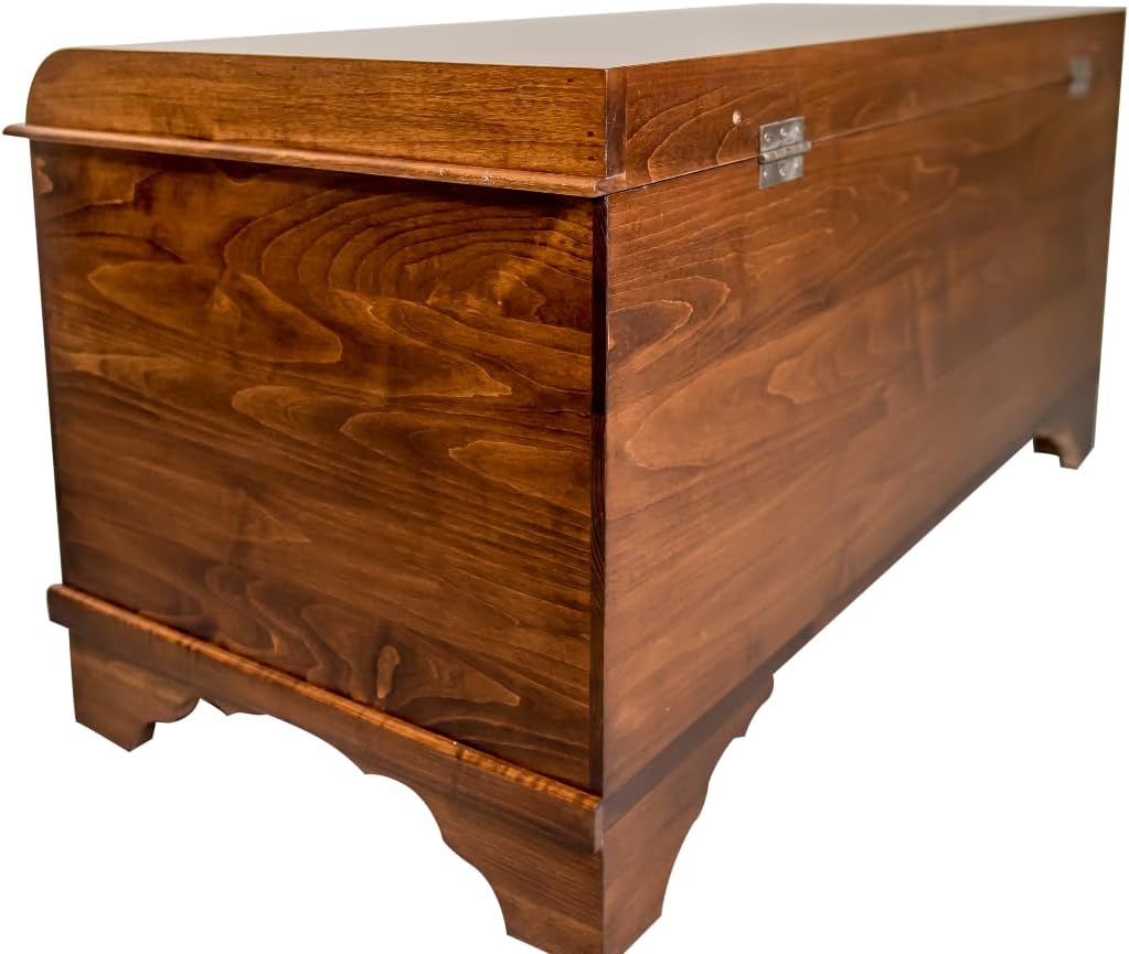 Rustic Red Door Co. Cedar Hope Chest with Waterfall Top, Amish Made Wooden Storage Trunk Box for Bedroom, Blanket, Clothes, Anti-Slam Hinges and Lock, 36", Brown Maple Wood, Asbury Stain