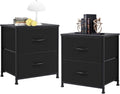 Fabric Dresser 2 Drawers, Nightstands with Adjustable Feet, End Table Set of 2
