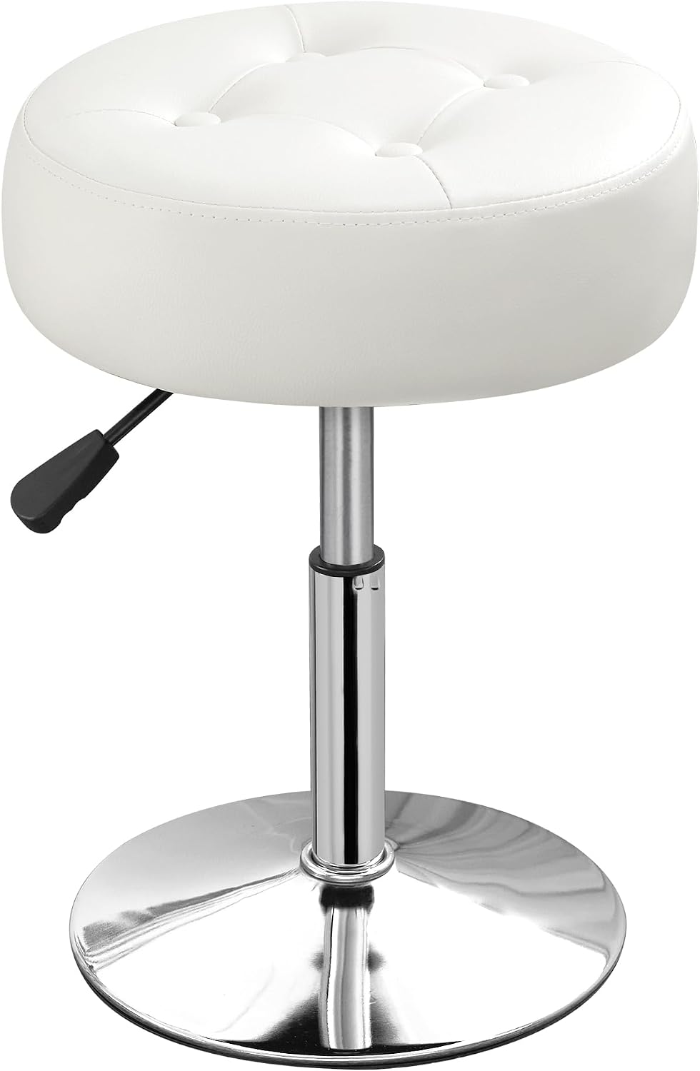 Ottoman Swivel Vanity Stool Chair for Makeup Room Stool for Vanity Chair Height Adjustable Faux Leather White