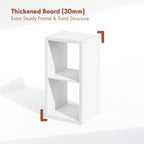 Furinno Cubicle Record Player Stand with Vinyl Storage, 2-Cube 1.2 Extra Thick Vinyl Record Storage, Open Back Media Shelf for CD DVD Blueray Game Disc, for Living Room, Home Office, White
