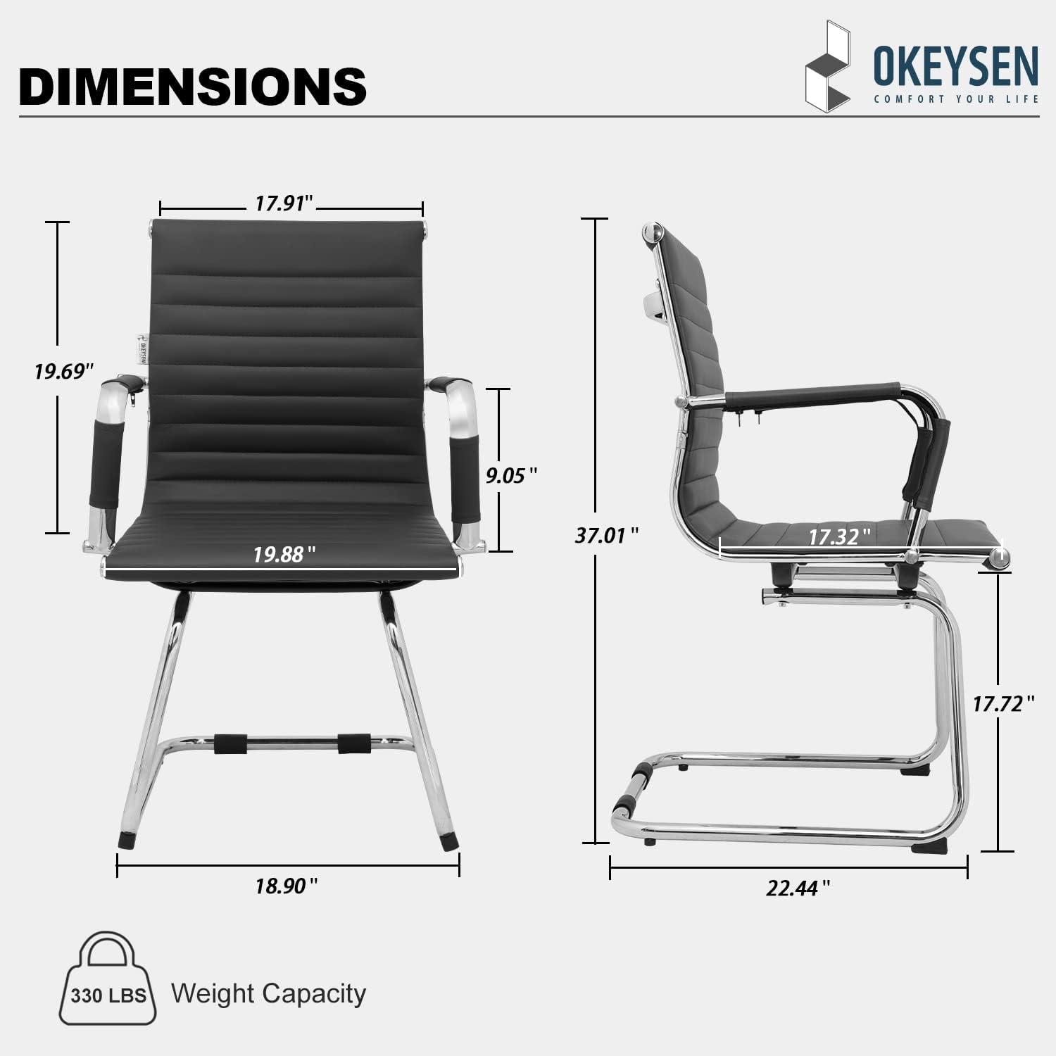 Okeysen Conference Room Chairs Set of 2, Waiting Room Office Guest Chairs, Reception Chairs with Mid Back & Sled Base