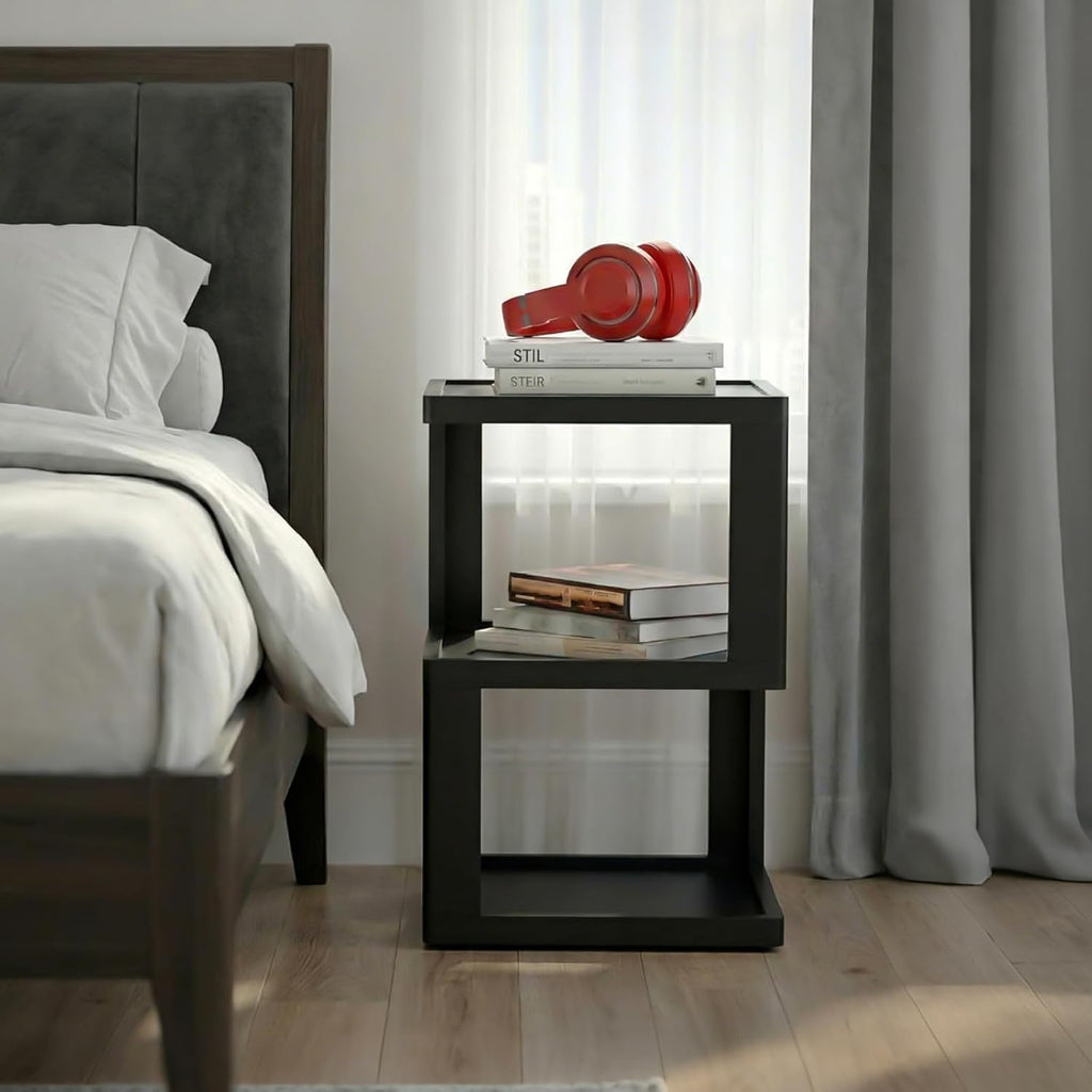 Small Side Table for Living Room, Wood Modern End Table Nightstand for Bedroom, 3-Tier Bedside Night Stand for Home Office Bathroom
