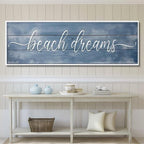 NATVVA Beach Dreams Sign Canvas Art Prints Painting Vintage Housewarming Picture Artwork Home Bedroom Farmhouse Rustic Beach House Decoration No Frame