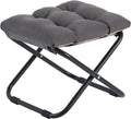 Welnow Folding Foot Stool, Upholstered Small Accent Ottoman with Detachable Thick Cotton Cushion, Padded Sofa Stool with Straight Metal Legs for Lazy Chair, Living Room, Bedroom, Dark Grey