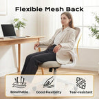 Ergonomic Office Chair for Long Hours & Back Pain Relief, Home Office Desk Chair Comfy with Flip-Up Armrests &Comfortable Lumbar Support Gaming Chairs for Bedroom,Study,Student,Wide Seat.White