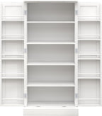 50" LED Kitchen Pantry Storage Cabinet Food Cabinet Freestanding Buffet Cupboards Sideboard with 2 Doors with Racks and Shelves for Small Space in Kitchen, Living Room and Dinning Room