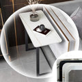 Sintered Stone End Tables C Shaped Couch Table Narrow Snack Table Living Room Small Tables Modern Rectangular Side Table for Couch Sofa Bedside(Platinum+Black)