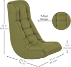 FDP Tufted Floor Rocker for Kids, Teens and Adults; Comfortable, Ergonomic Chair for Reading, Playing Video Games, or Watching TV - Fern Gray, 10488-FG