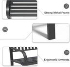 SHGJ&SOFT 50'' Outdoor Bench, Garden Bench, Outdoor Metal Frame Patio Park Bench with Backrest and Armrests,for Porch, Lawn,Garden,Yard (BK-08)