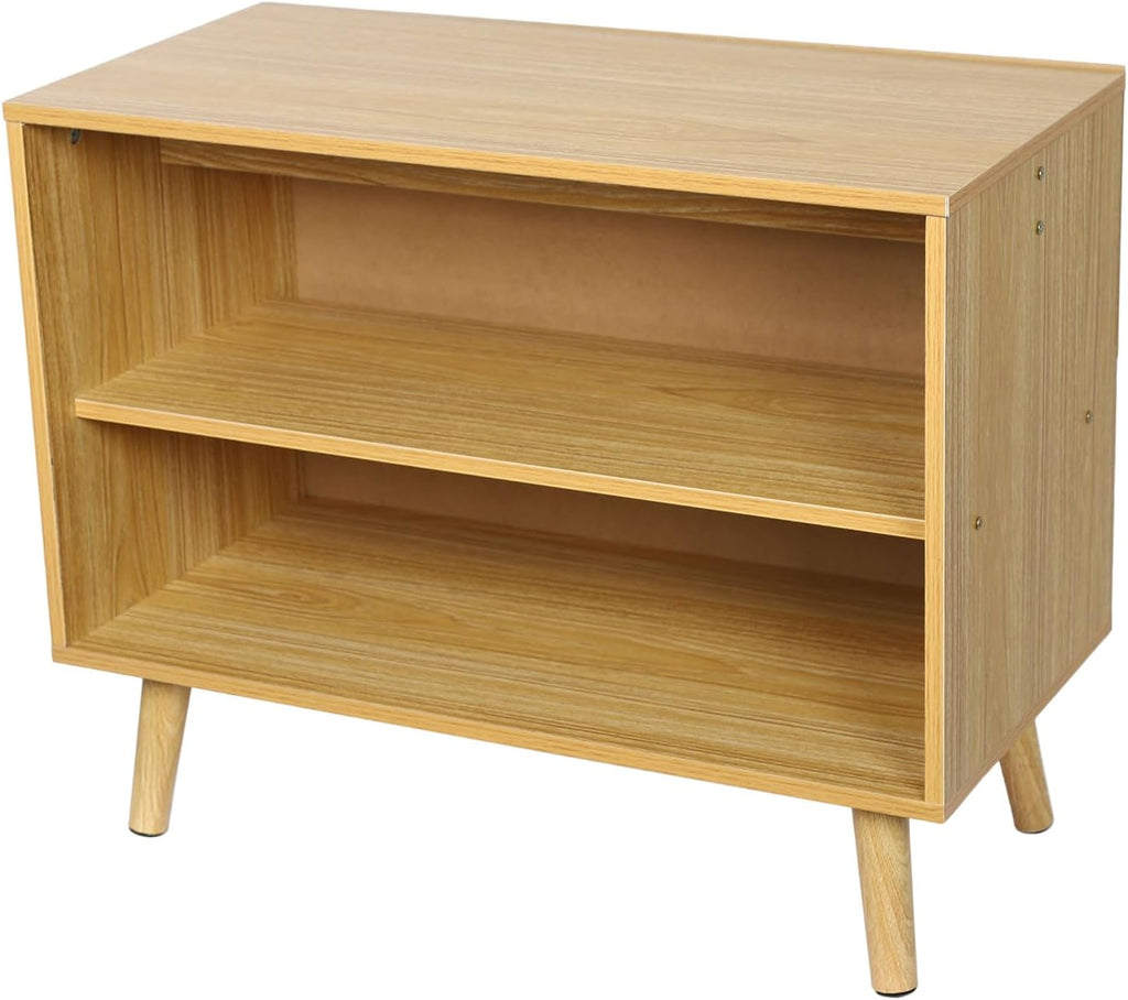 60cm Rubber Wood Shoe Bench with Cushion, 2-Tier Shoe Storage Stool, Perfect for Home