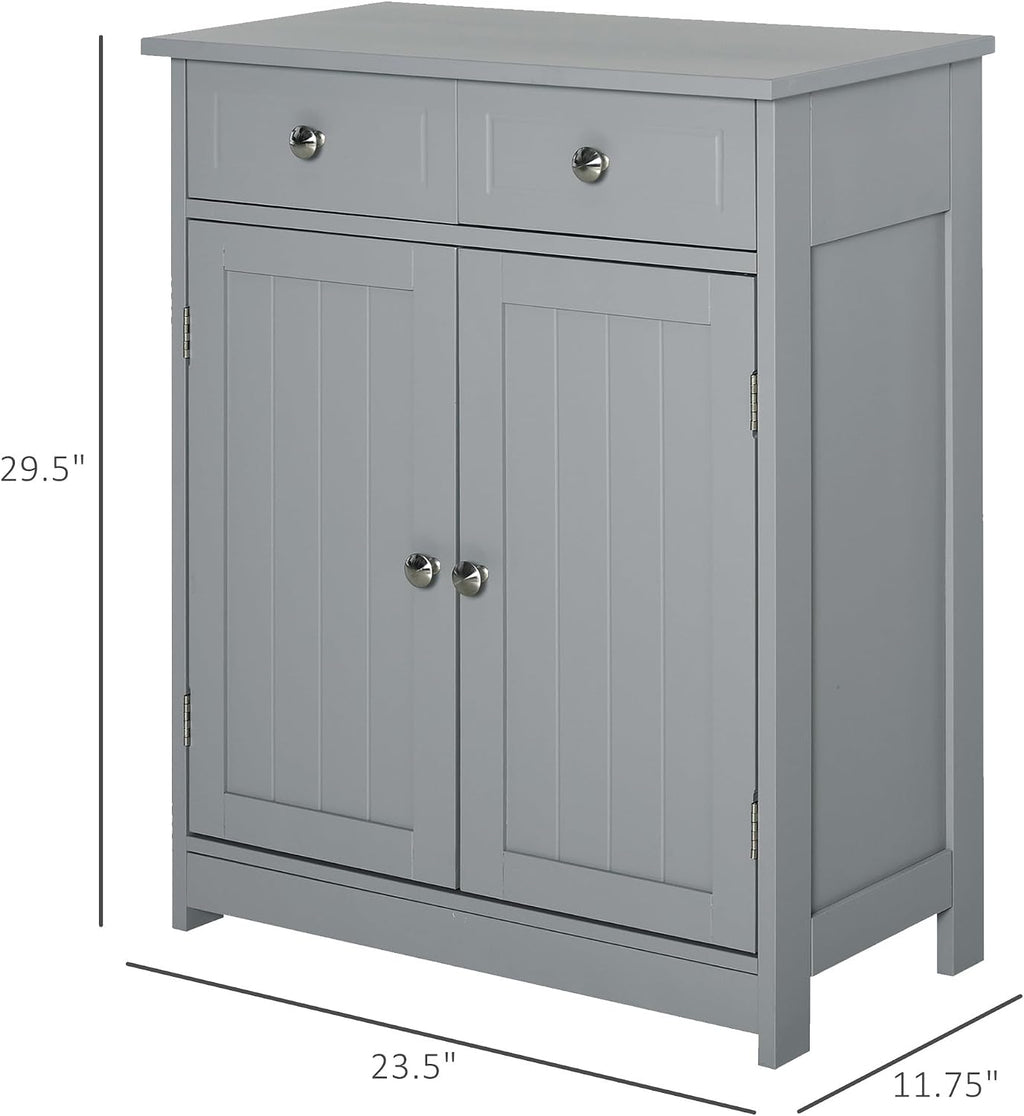 Floor Cabinet with 2 Doors, 2 Drawers and Adjustable Shelf, Freestanding Storage Cabinet for Bathroom,for Kitchen Home
