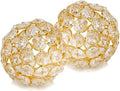 Facetas Decorative Crystal Sphere Fillers – Set of 2 Handcrafted Decorative Orbs, Available in all Crystal Silver & Gold, or in Silver & Gold with added Faux Pearls, 3", 4" or 5" Diameter