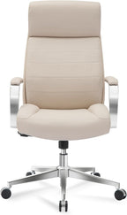 Realspace® Modern Comfort Modee Vegan Leather High-Back Executive Office Chair, Sand/Chrome, BIFMA Compliant