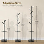 YATINEY Coat Rack Freestanding with Umbrella Holder, Coat Rack Stand with 8 Hooks, Heavy Duty Coat Tree for Entryway, Modern Clothing Rack, Metal Coat Hanger Stand for Bedroom, Office, Black YM03BB