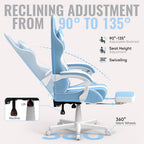 Ferghana Gaming Chairs, Ergonomic Racing Style PC Game Computer Chair with Headrest Lumbar Support Adjustable Recliner PU Leather Video Computer Chair(Light Blue)