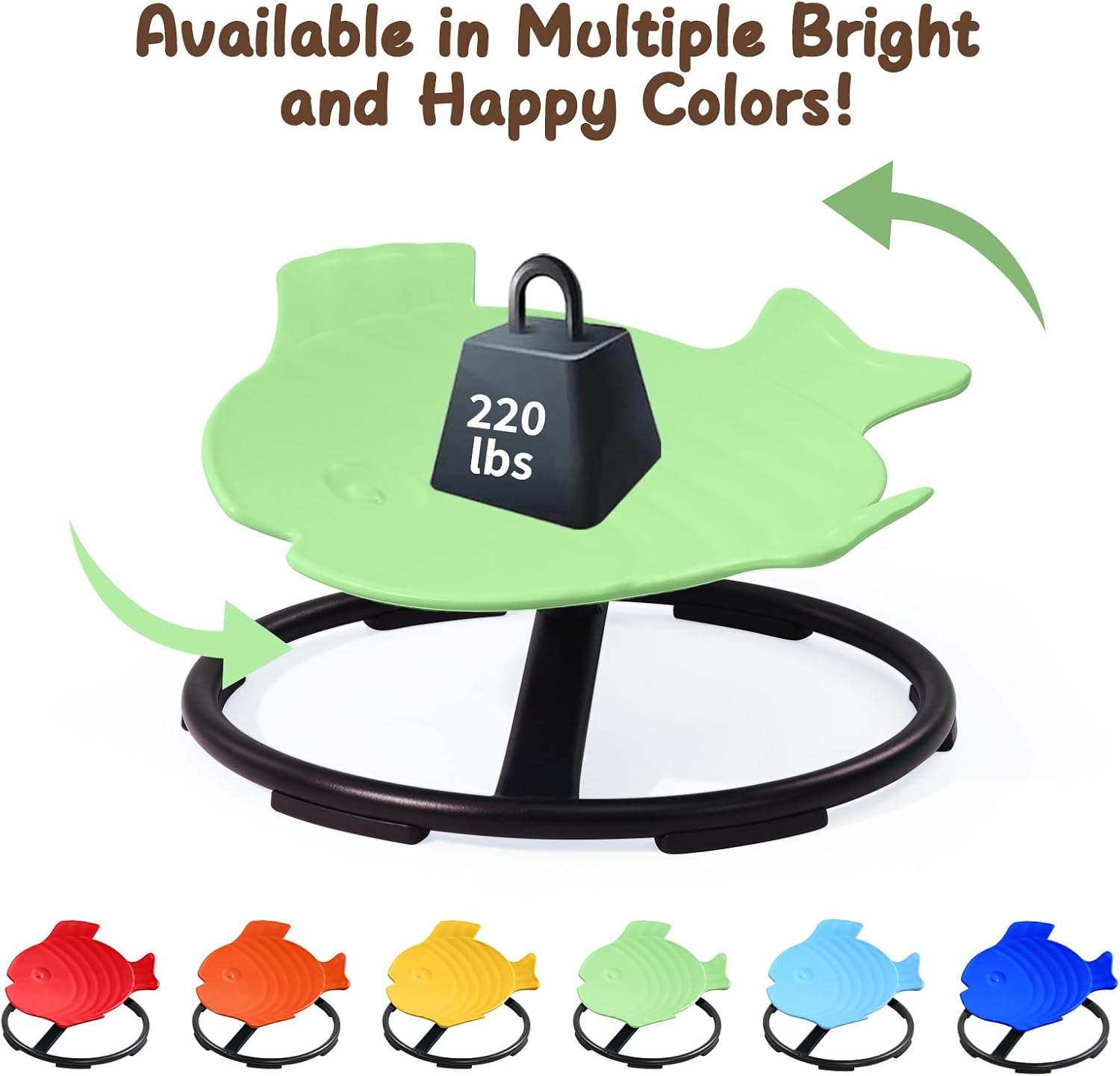 Sensory Spinning Chair for Kids with Autism & ADHD, Swivel Chair for Indoor/Outdoor Use, Sit and Spin Toys, Fish-Shaped Sensory Chairs for Autistic Children, Training Body Coordination (Light Green)