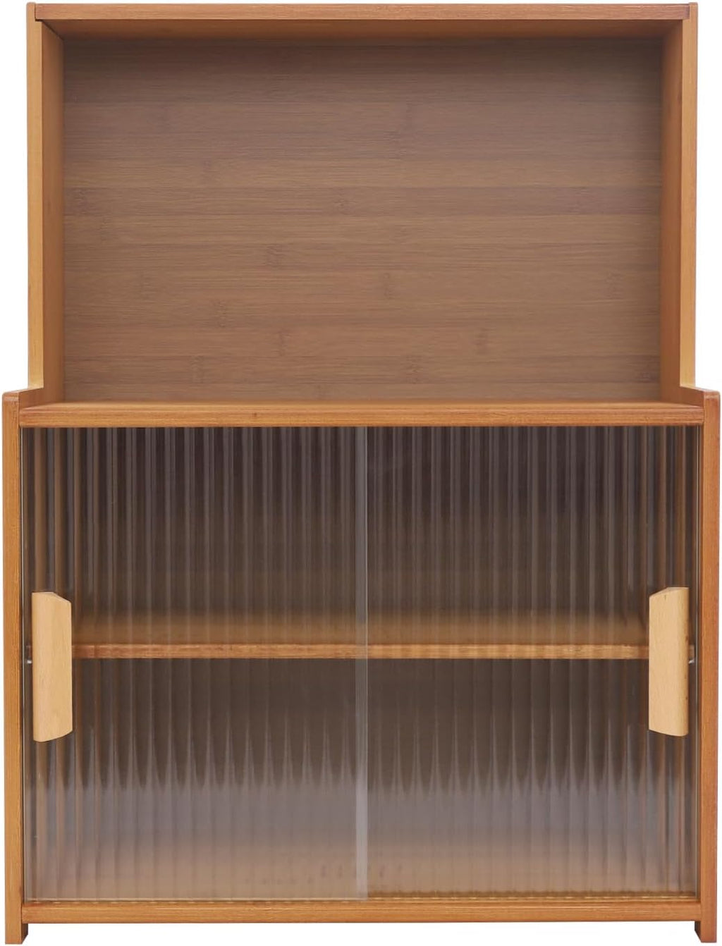 3 Tier Kitchen Pantry Sideboard with Sliding Doors and Adjustable Shelf,Small Countertop Storage Cabinet for Kitchen, Living Room,Dinning Room,Brown