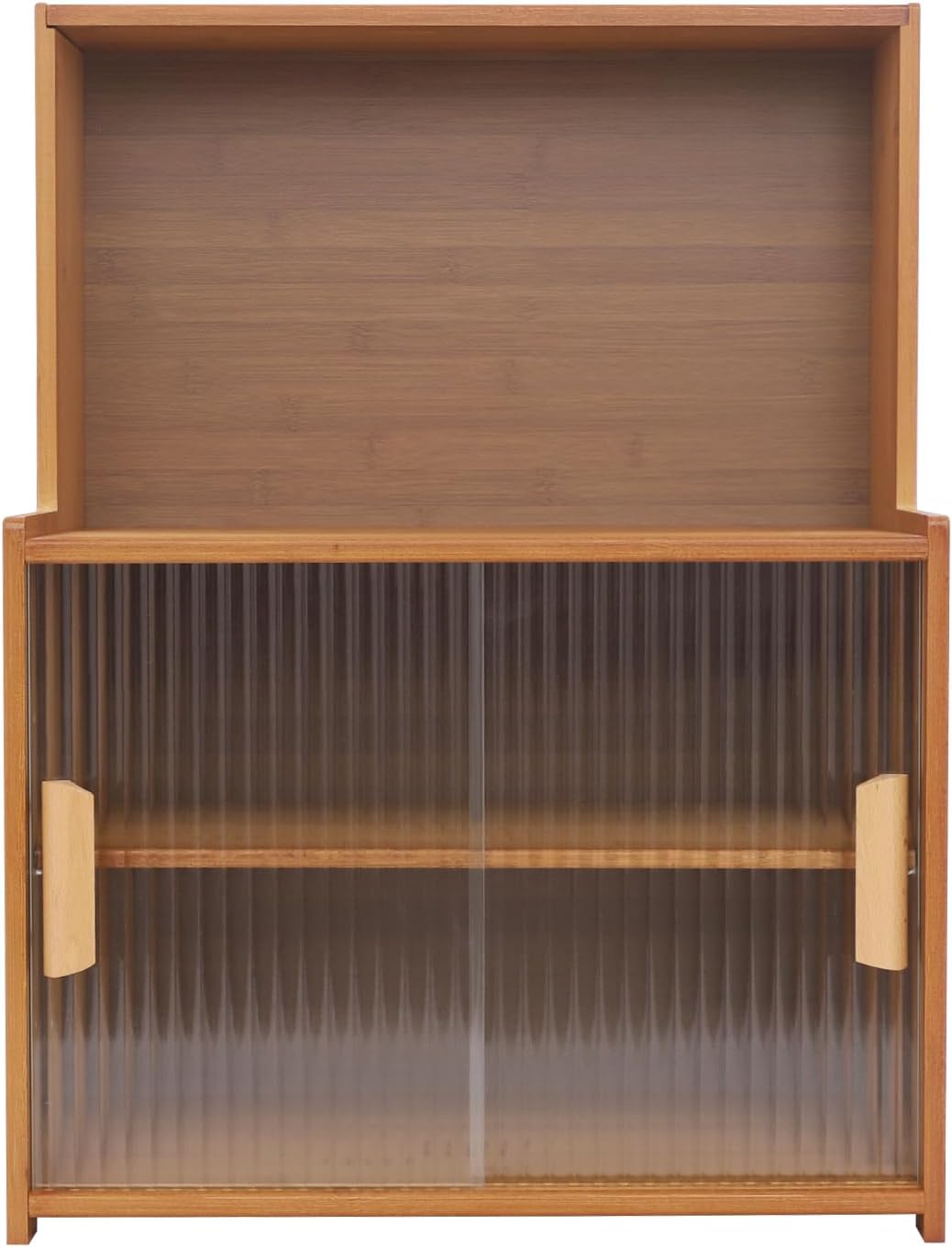 3 Tier Kitchen Pantry Sideboard with Sliding Doors and Adjustable Shelf,Small Countertop Storage Cabinet for Kitchen, Living Room,Dinning Room,Brown