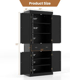 Giantex Pantry Organizers and Storage, 72" Tall Kitchen Cabinet with 2-Door Cabinets & Drawer, Buffet Sideboard w/Adjustable Shelves, Wooden Freestanding Cupboard for Dining Room Living Room (Black)
