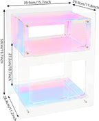 Acrylic Side Table Clear Acrylic Night Stand with 44 Lbs Load Capacity & Three Layer Design Home Decor Accent Table Small Modern Bedside Tables for Living Rooms, Bedrooms, Offices(Colorful)