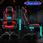 Gaming Chair Ergonomic Home Office Video Game Chairs Massage PU Leather Computer Chair Adjustable Swivel Chairs with Lumbar Support Headrest, Red