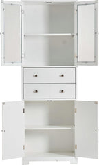 LUMISOL 67" Tall Kitchen Pantry Cabinet with Doors and Shelves, Modern Cupboard Storage Cabinet with Drawer, Kitchen Hutch for Living Room Dining Room Bathroom, White