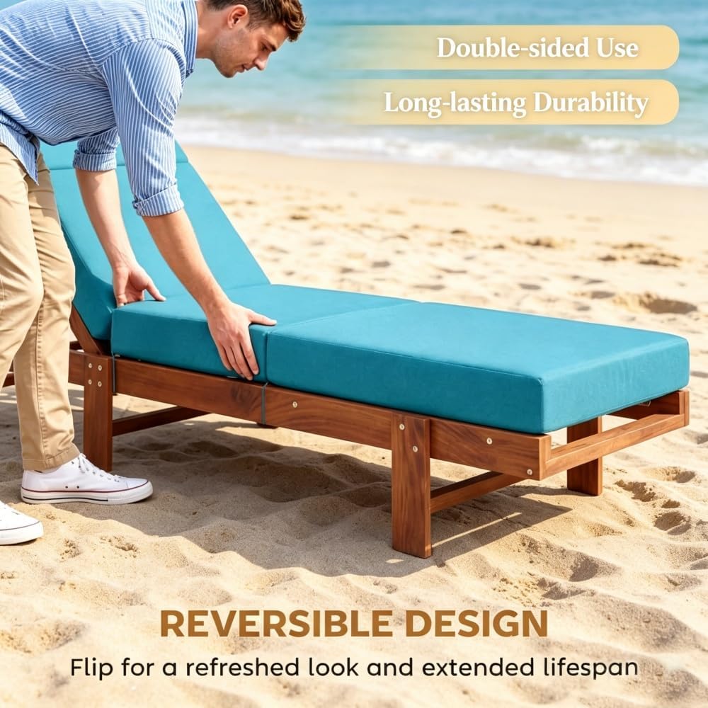 Chaise Lounge Cushion – Waterproof, 4" Thick, Blue