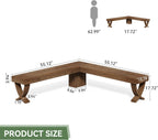 L Shaped Solid Wood Corner Bench, 55-Inch Farmhouse Table Bench with X-Shaped Leg, Backless Entryway Shoe Bench, for Dining Room, Hallway, Rustic Brown