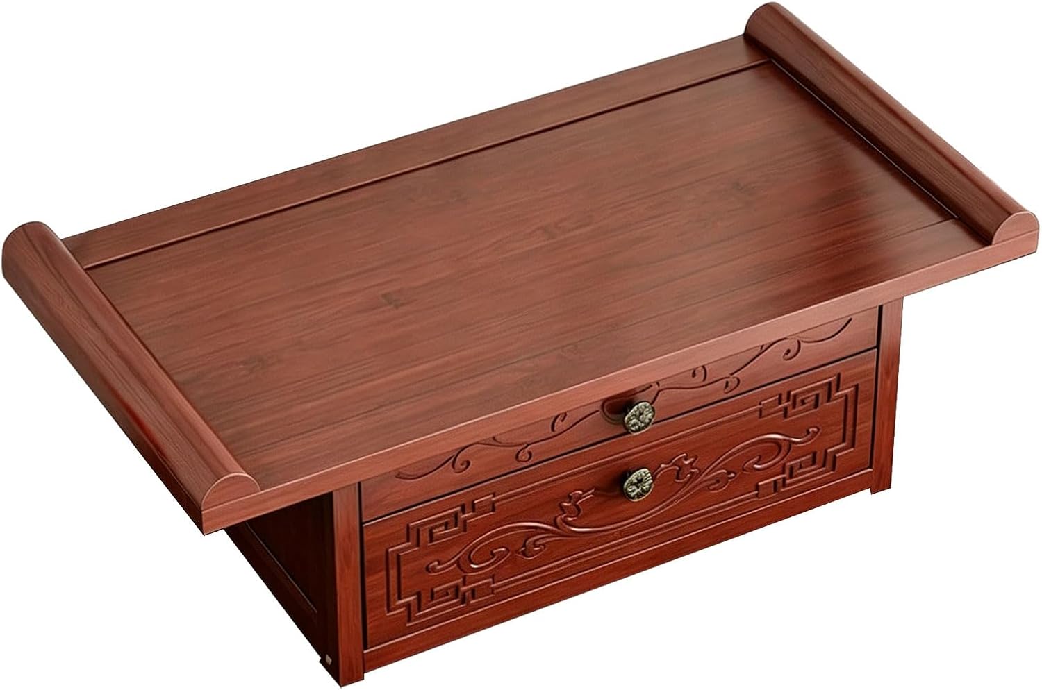 Altar Table Personal Meditation Shrine Buddhist Altar Table Retro Chinese Style Altar Shelf with Retractable Pull-Out Shelf and Drop-Down Door Storage Compartment 50cm/19.6in