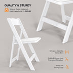 VINGLI Resin Folding Chairs with Cushion, Foldable Plastic Chair with Comfortable Padded Seats, Perfect for Event Party Indoor Outdoor, White, 8 PC