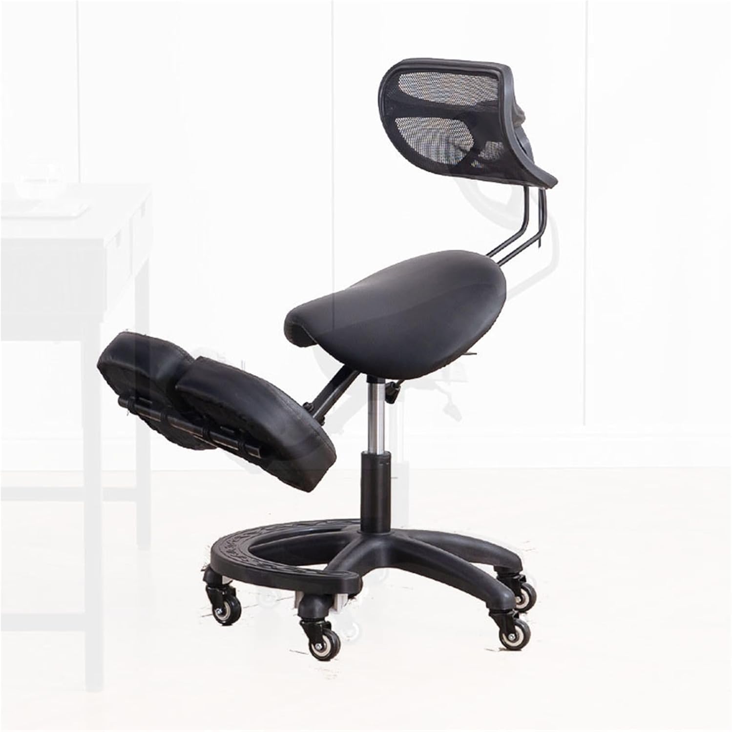 Kneeling Chair with Back Support for Office & Home | Ergonomic Posture Correction Stool | Angled Seat Design for Extended Sitting Comfort | Adjustable Computer Chair to Improve Posture