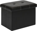 B FSOBEIIALEO Folding Storage Ottoman Cube, Faux Leather Footrest Seat Coffee Table, Black 16.5"x12.6"x12.6"