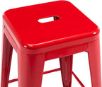 24 Inch Metal Bar Stools,Counter Height Bar Chair,Indoor Outdoor Backless Kitchen Stools Set of 4,Red