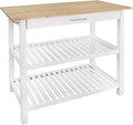 Casual Home Kitchen Island with Solid American Hardwood Top, Natural/White, 40" W (373-91)