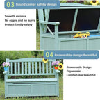 Terrace Park Benches Outdoor Storage Bench, Weatherproof Solid Wood Bench, Double Courtyard Bench with Backrest and Armrests, for Storing Gardening Tools/Outdoor Supplies