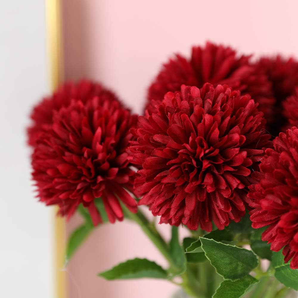Floweroyal 12pcs Artificial Chrysanthemum Ball Flowers Silk Hydrangea Bridal Wedding Bouquet for Home Garden Party Office Coffee House Decoration