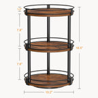Snughome Lazy Susan Organizer, 3 Tier Rotating Spice Rack, Turntable Lazy Susan Kitchen Countertop Organizer, 10.2" x 10.2" x 18.5", Rustic Brown