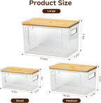 3-Pack Trash Bag Holder,Trash Bag Dispenser with Bamboo Lid, Stackable Acrylic Garbage Bag Dispenser for Under Sink Use in Kitchen, Laundry Room, and Pantry, Large Capacity Garbage Bag Holder