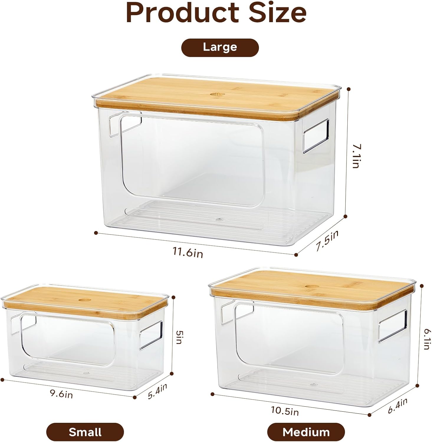 3-Pack Trash Bag Holder,Trash Bag Dispenser with Bamboo Lid, Stackable Acrylic Garbage Bag Dispenser for Under Sink Use in Kitchen, Laundry Room, and Pantry, Large Capacity Garbage Bag Holder