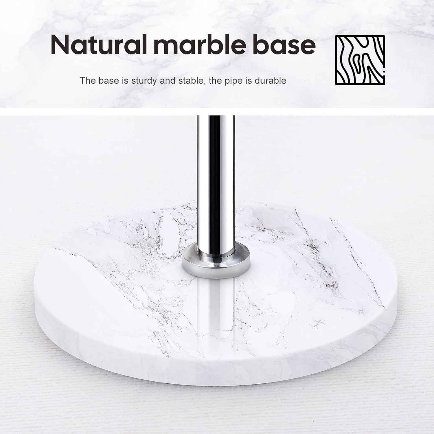 Homde Metal Coat Rack Stand: Natural Marble Base with 8 Hooks (Silver) | Stainless Steel Freestanding Clothes Tree Hanger for Coat Jackets Hat Scarves Handbags - Hall Hanger for Entryway Bedroom