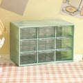 1 Pack Green 9-Compartment Plastic Desk Organizer Box - Desktop Drawer Storage for Hardware, Beads, Makeup, Office & Craft Supplies