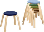 ECR4Kids Bentwood Stackable Stools, 12in Seat Height, Classroom Furniture, Earthtone, 6-Piece