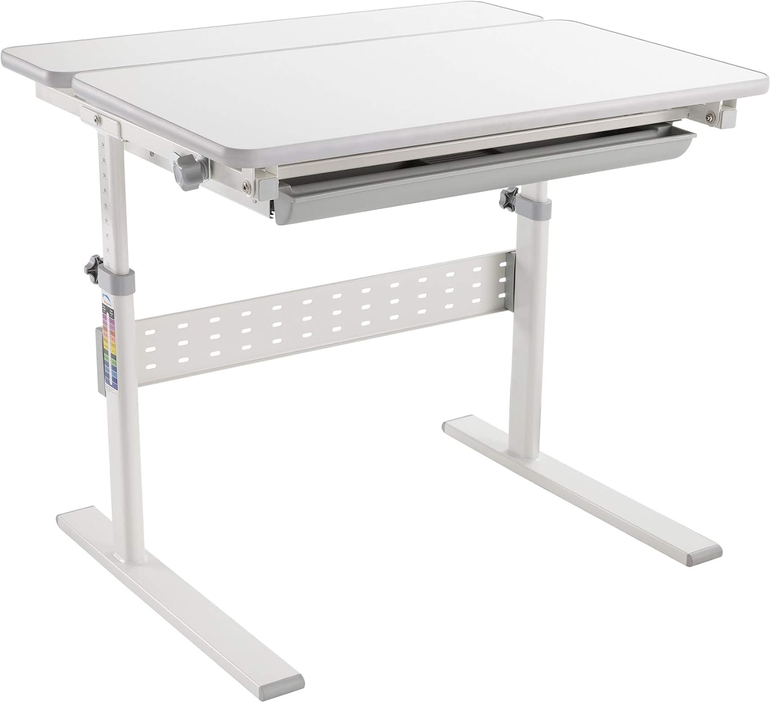 Mount-It! Kids Adjustable Desk with Tilting Desktop, Height Adjustable Study Table with Storage Drawer, Ergonomic Desk for Writing, Drawing & Homework, 31.5" x 26" Desktop Size (Gray)